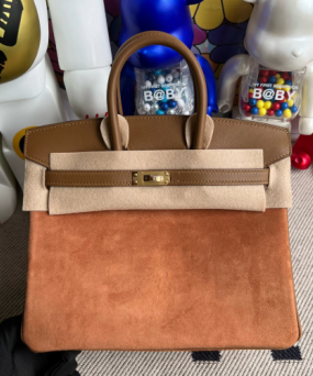 에르메스 버킨백25 브라운 금장 스웨이드